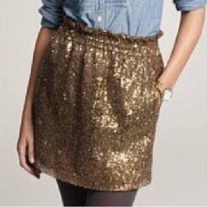 J. Crew Gold Sequin Skirt